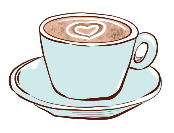 咖啡杯手绘插图。我在白色的背景上图片下载