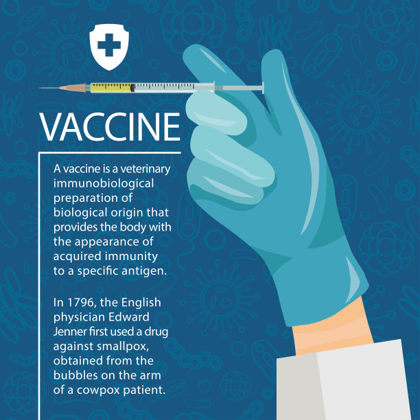 关于疫苗的信息戴着手套，拿着注射器，发着短信。矢量插图孤立在白色背景的设计和网页。图片下载