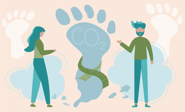 碳足迹概念用偶和厘米测量二氧化碳排放、气体污染。污染源污染了世界。二氧化碳排放是全球性问题。矢量绿色政治插图在平面设计风格艺术图片下载