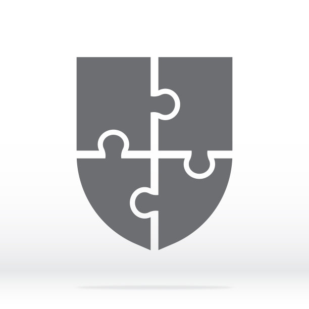 简单的图标谜题纹章在灰色。简单的图标谜题的四个元素在灰色背景为您的网站设计，应用程序，UI。EPS10。图片下载