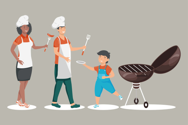 家庭在烧烤聚会图片下载
