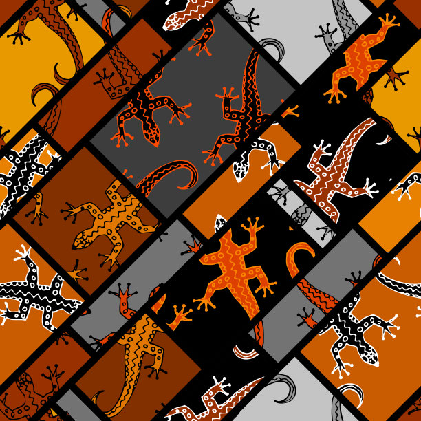 无缝矢量正方形图案。布朗蜥蜴模式。图片下载