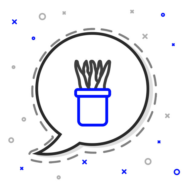 线植物在花盆图标孤立在白色上图片下载