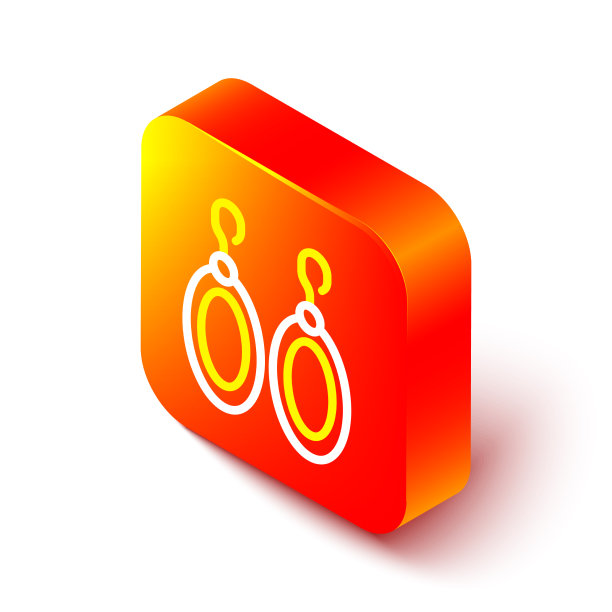 等距线耳环图标孤立在白色图片下载