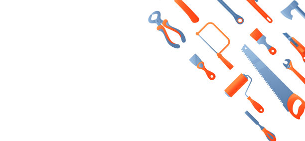 矢量插图手工工具的家庭装修，维护和维修孤立在白色背景与空白的文本复制空间。建筑工具矢量背景在平面卡通风格。图片下载