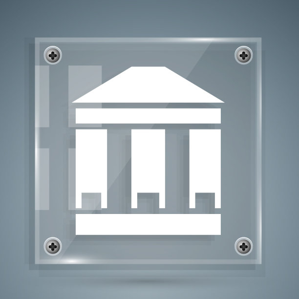 白色的博物馆建筑图标孤立在灰色上图片下载