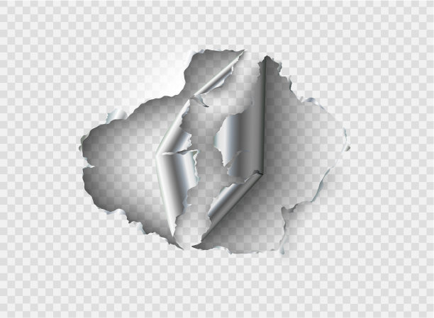 在透明的背景上撕裂撕裂的金属图片下载