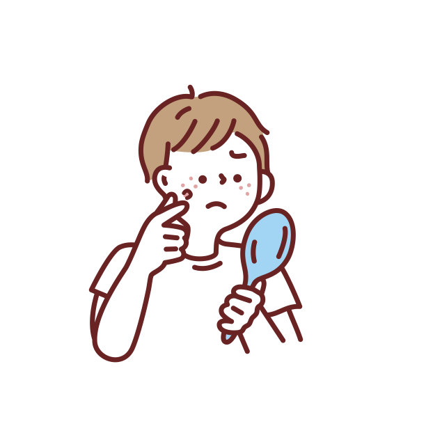 皮肤问题插图，粗糙皮肤，痤疮(男孩，镜子，时尚，时尚，美容，护肤)皮肤问题插图，粗糙皮肤，痤疮。16、镜花水月，时尚时尚，美容护肤。图片下载