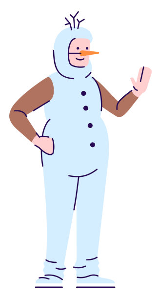 艺术家穿着雪人服装半平RGB颜色矢量插图图片下载