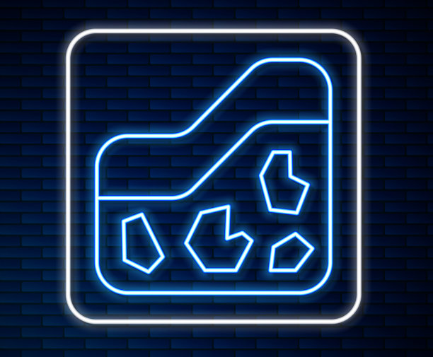 发光的霓虹灯线地面图标孤立在砖上图片下载