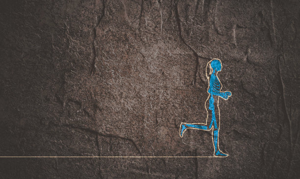 跑步的女士苗条的线条轮廓。侧视图图片下载