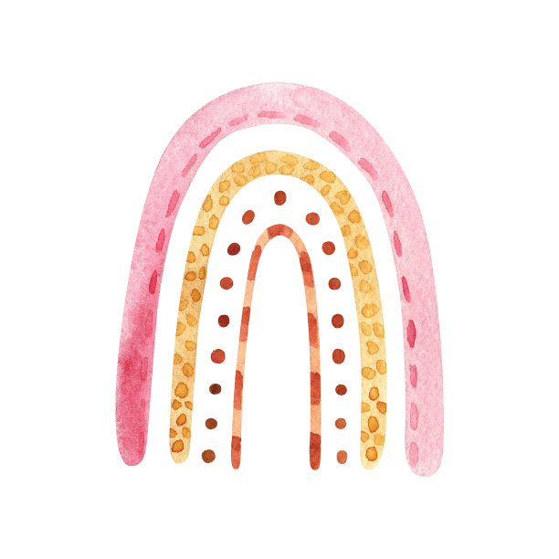 水彩粉红色粉彩彩虹孤立在白色背景上。婴儿室的海报图片下载