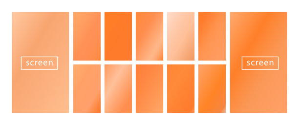 移动屏幕锁显示集合的彩色背景在时尚的霓虹灯颜色。移动应用的现代屏幕矢量设计。柔和的颜色抽象粉彩全息梯度。色板设计图片下载