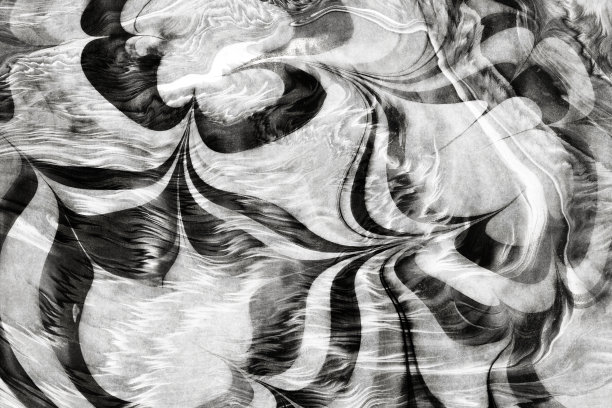 日本黑白大理石纹纸抽象，自然纹理背景，水墨艺术，波浪插画图片下载