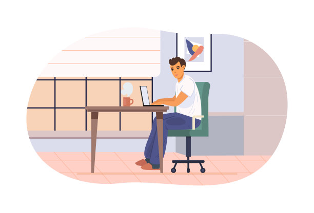 现代人使用平板电脑、智能手机、坐式办公桌、电脑显示器、在家办公图片下载