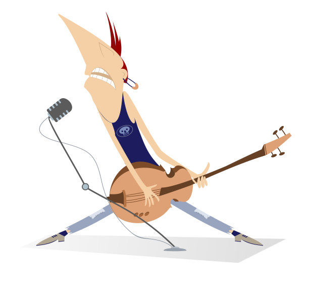 卡通唱歌吉他手孤立插图图片下载