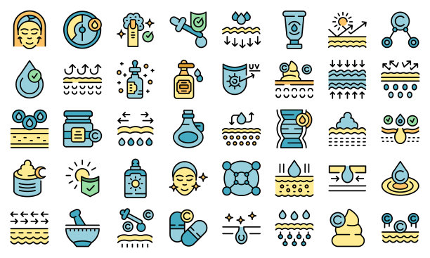 胶原蛋白图标设置轮廓向量图片下载