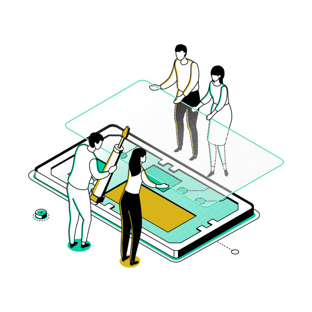 移动维修服务-现代线等距设计风格说明图片下载