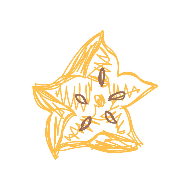 杨桃果实。手绘矢量插图。钢笔或马克笔涂鸦草图。图片下载