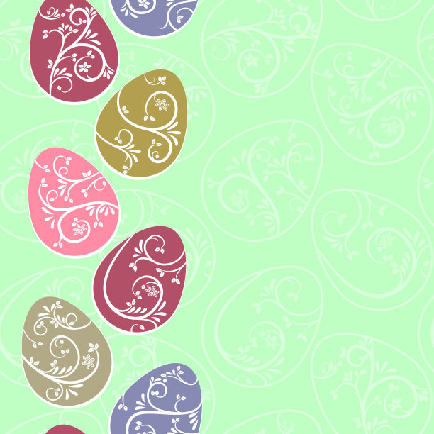 欢迎无缝垂直卡与不同的复活节彩蛋。贺卡模板，节日背景。图片下载