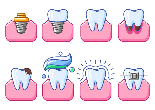 插图的牙齿。牙科和保健图标。口腔医疗项目。图片下载