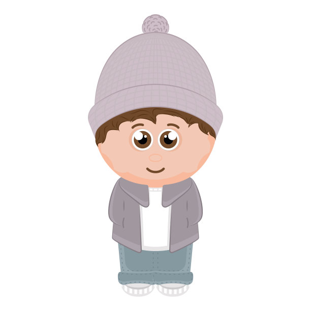 一个快乐男孩矢量的孤立素描图片下载