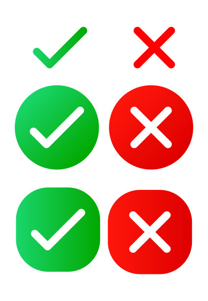 绿色和红色复选标记图标上的白色背景图片下载