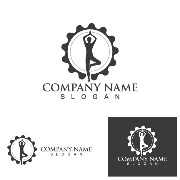 瑜伽健康标志标志插图矢量图片下载