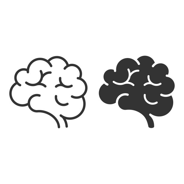 人脑图标集，矢量插图孤立在白色背景上图片下载