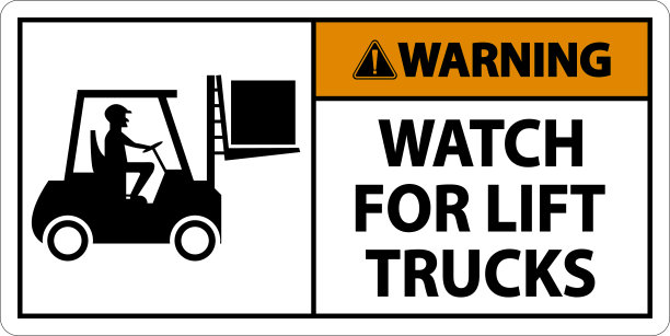 白色背景的起重卡车警告标示图片下载