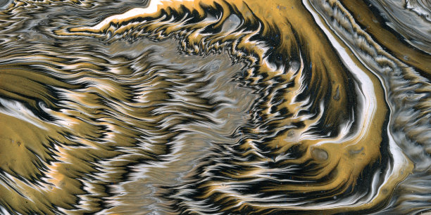 流体丙烯酸涂料，天然金和黑色墨水，波浪插图，抽象，纹理或背景图片下载