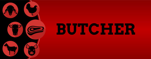 屠夫商店旗帜复古插图背景图片下载