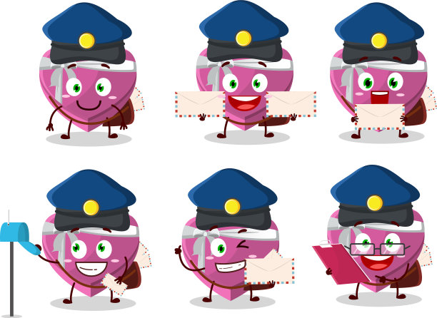 一张粉红色的快乐的爱情礼盒邮差的照片图片下载