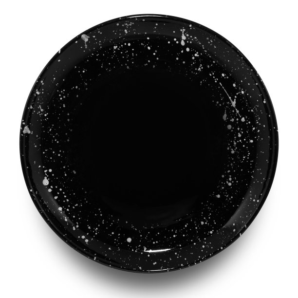 黑色圆形陶瓷板孤立在白色背景上。图片下载