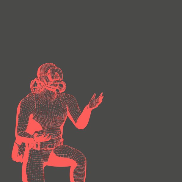 祈祷姿势的潜水员的黑白剪影。细网结构图片下载