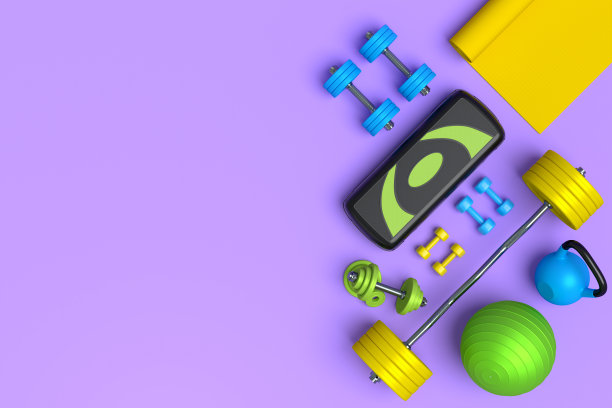 运动器材的等距视图，如壶铃，哑铃和杠铃图片下载