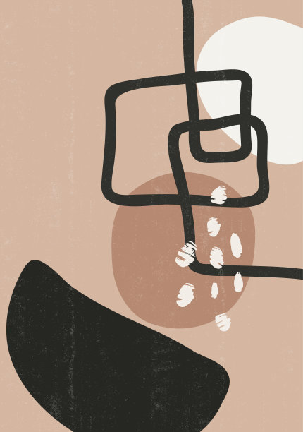 抽象复古版画波西米亚极简主义墙壁艺术图片下载