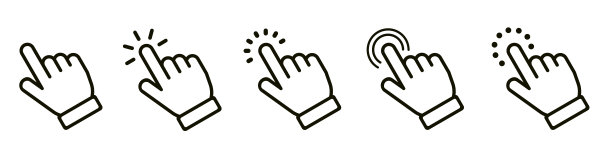 指针光标鼠标图标。指针点击图标。点击游标-库存向量图片下载