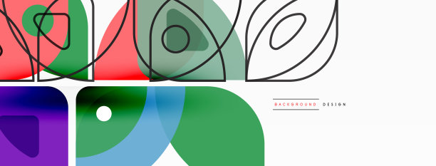 彩色最小几何抽象背景。三角形与圆形元素，圆形。流行的技术商业模板墙纸，横幅，背景或着陆图片下载