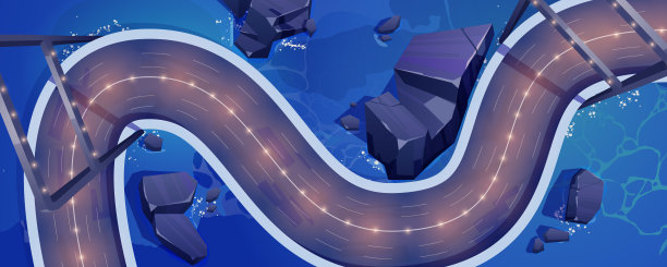 俯视图的天桥汽车道路在夜间图片下载