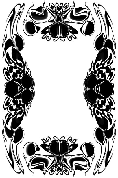 黑色花，框架边界，在一个白色的背景，手绘，为横幅，海报，小册子和卡片，邀请传单，文本空间的设计图片下载