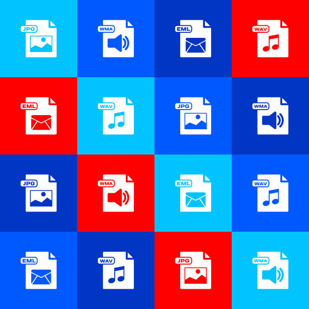 设置JPG文件文档、WMA、EML和WAV图标。向量图片下载