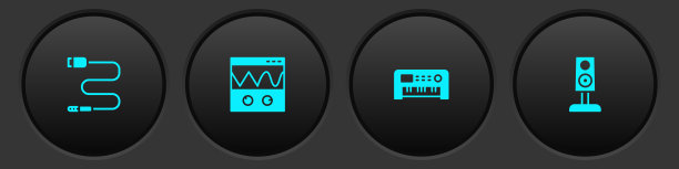 设置音频插孔，示波器，音乐合成器和立体声扬声器图标。向量图片下载