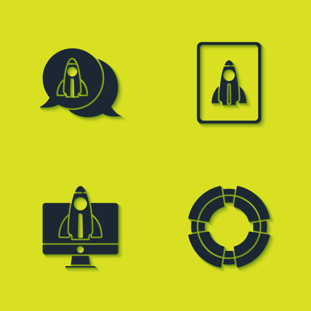 设置启动项目概念、业务救生圈和图标。向量图片下载