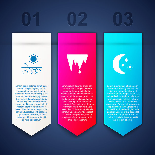 设置干旱，冰柱，月亮和星星。业务信息模板。向量图片下载