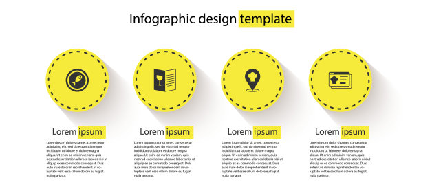 Set Served fish on a plate, Restaurant cafe menu, Chef hat with location and Online order and delivery.设置盘子上的鱼，餐厅咖啡厅菜单，厨师帽，位置和在线订购和送货。业务信息模板。向量图片下载