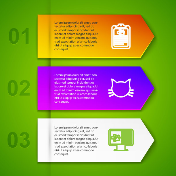 设置线临床记录宠物，猫，监测和医学兽医文件夹。业务信息模板。向量图片下载