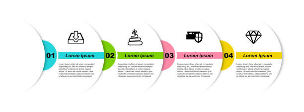 设置线下载收件箱，大便，金钱保护和钻石。业务信息模板。向量图片下载