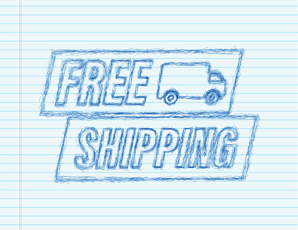 免费航运素描图标。徽章和卡车。向量股票illustrtaion图片下载