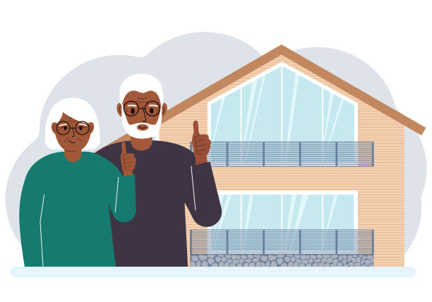 妻子和丈夫买了房子，赞许地竖起大拇指。家庭，抵押，房地产概念横幅，网站设计。图片下载